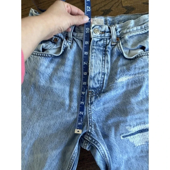 Topshop Women’s Distressed Straight Leg Editor Button Fly Jeans Size 26 L0568 - Picture 7 of 13